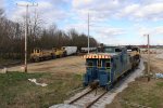 The west end of the transload pad sees activity as the West Michigan goes to work